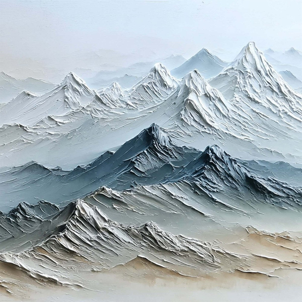 Eternal Summits Textured Mountain Landscape Oil Painting