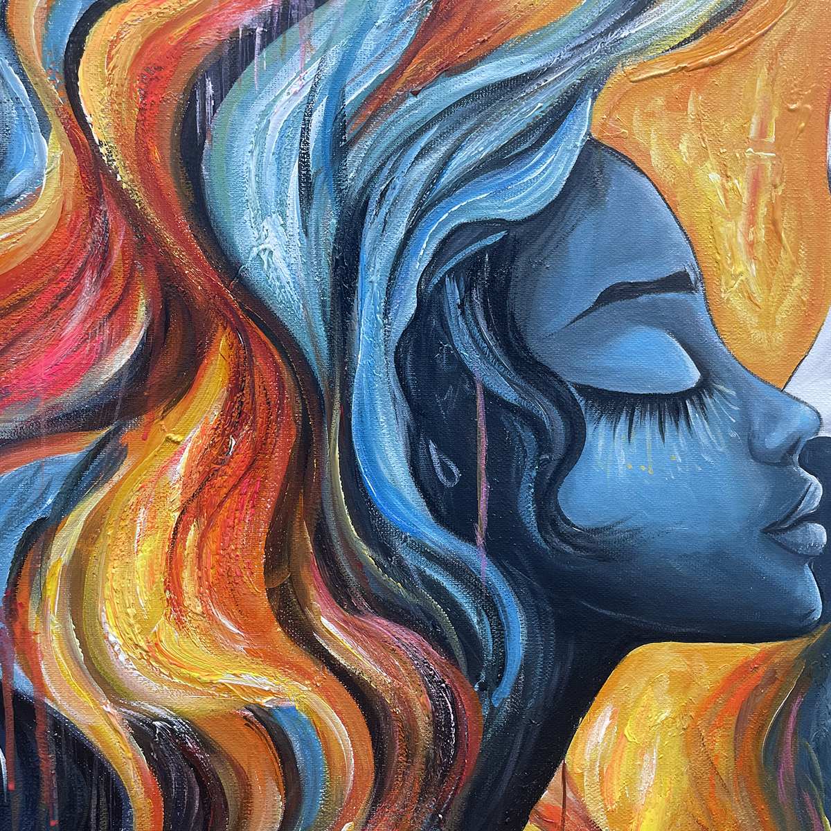 Eternal Embrace: Original Portrait Oil Painting of Two Lovers