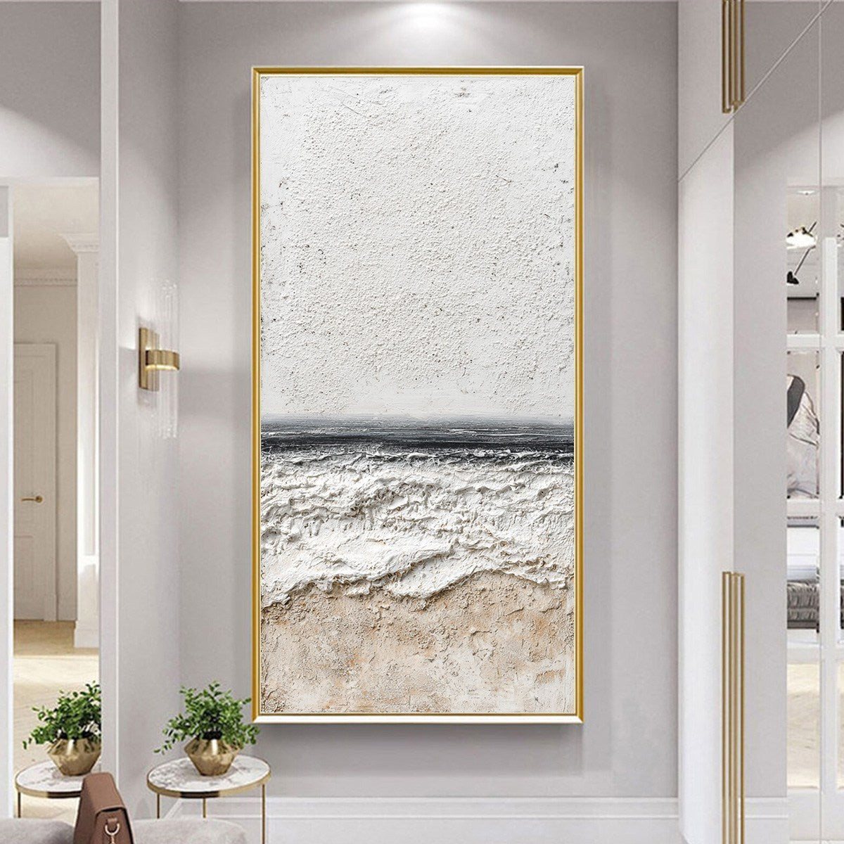 ETERNAL SHORE: Wabi Sabi Textured Minimalist Seascape Painting