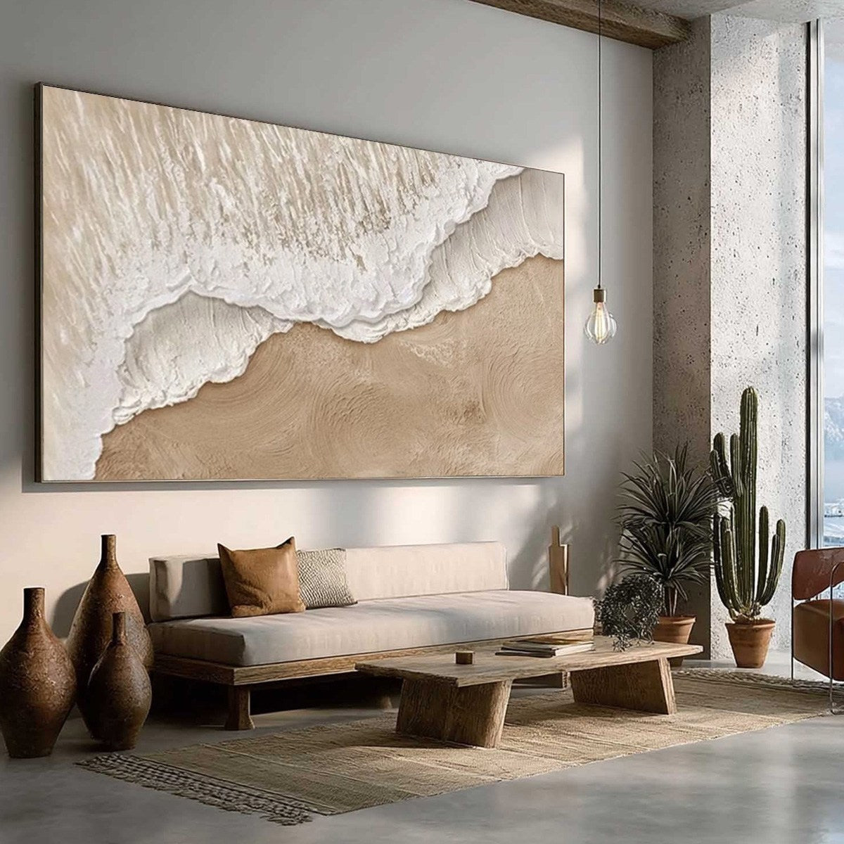Eternal Tide Textured Beach Painting | Coastal Minimalist Oil Art