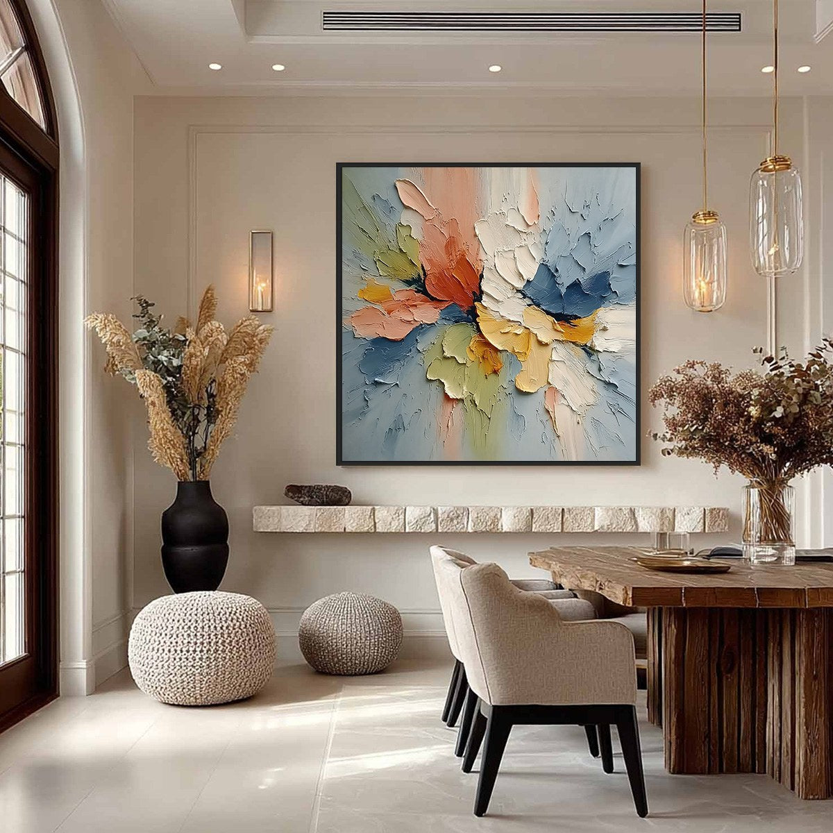 ETHEREAL BLOOM: Textured Impasto Abstract Floral Painting