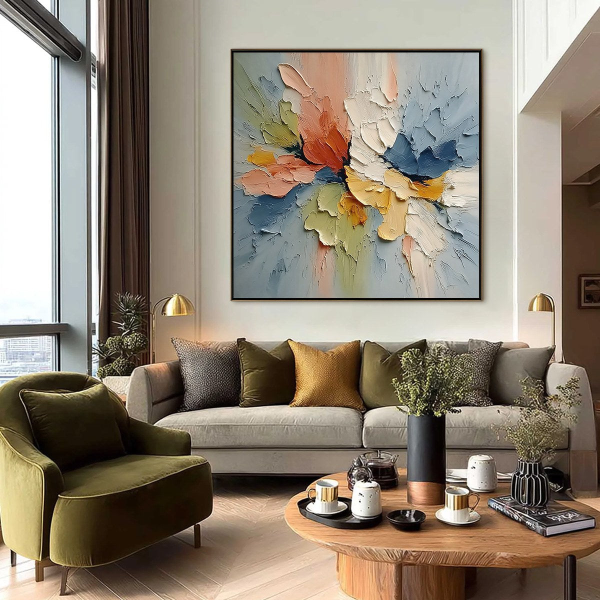 ETHEREAL BLOOM: Textured Impasto Abstract Floral Painting