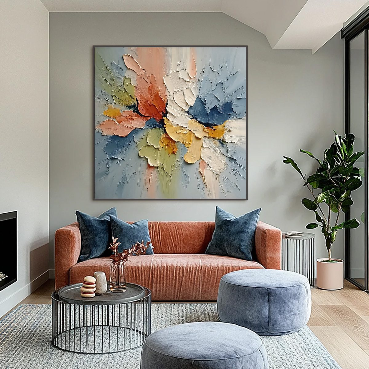 ETHEREAL BLOOM: Textured Impasto Abstract Floral Painting