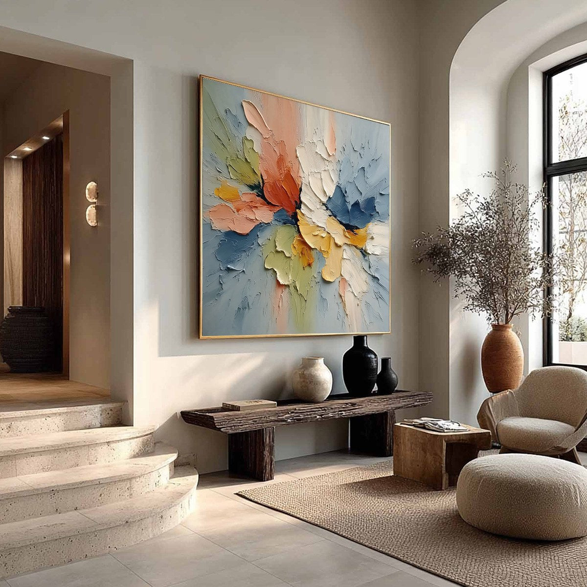 ETHEREAL BLOOM: Textured Impasto Abstract Floral Painting