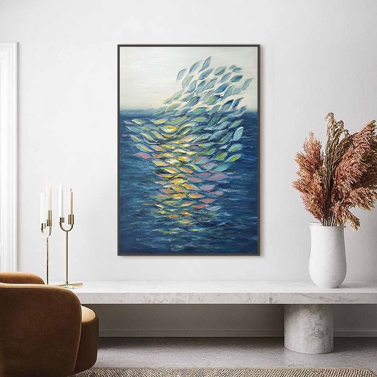 ETHEREAL FLOW: Textured Abstract Seascape Oil Painting