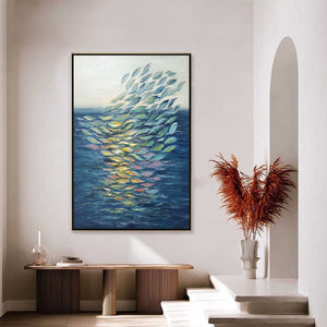 ETHEREAL FLOW: Textured Abstract Seascape Oil Painting