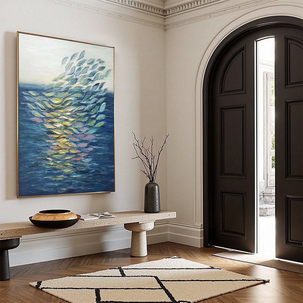 ETHEREAL FLOW: Textured Abstract Seascape Oil Painting