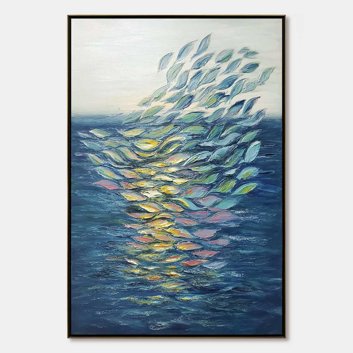 ETHEREAL FLOW: Textured Abstract Seascape Oil Painting