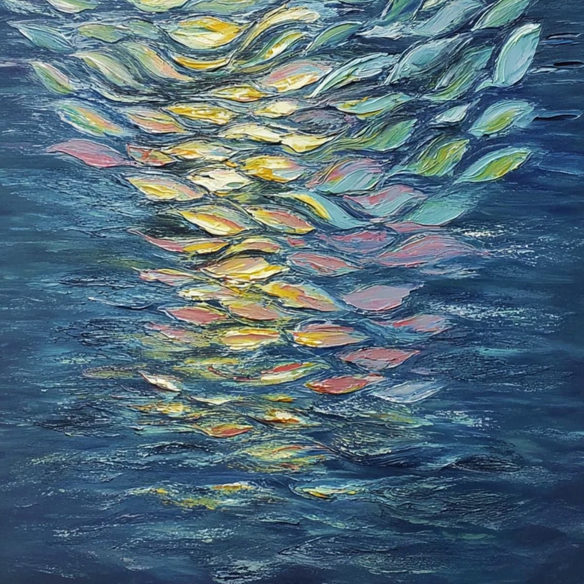 ETHEREAL FLOW: Textured Abstract Seascape Oil Painting