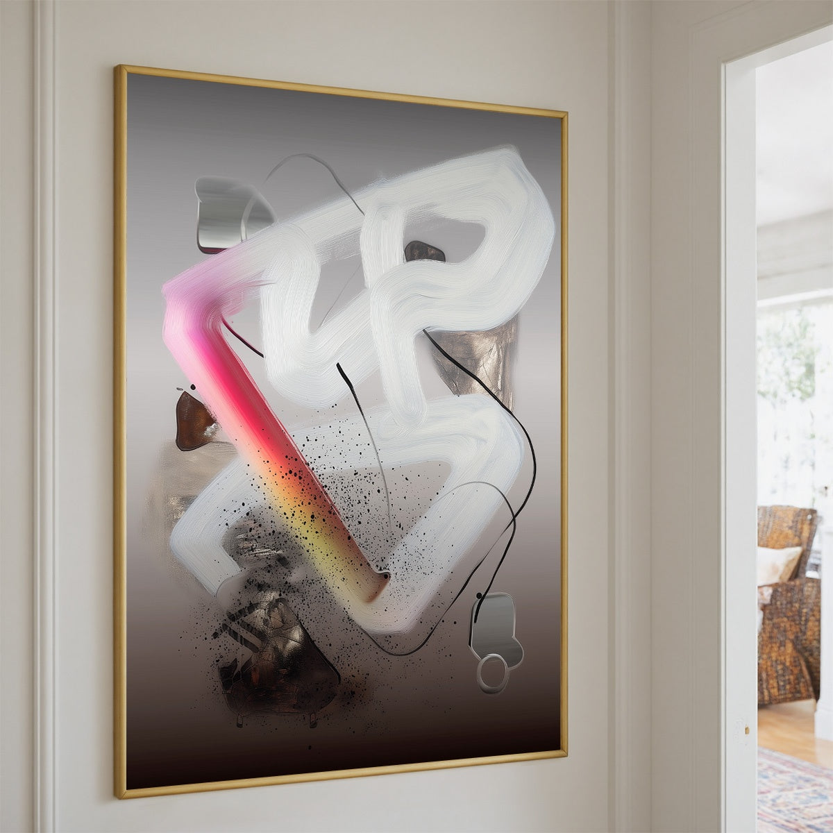 ETHEREAL DRIFT: Abstract Textured Oil Painting on Grey