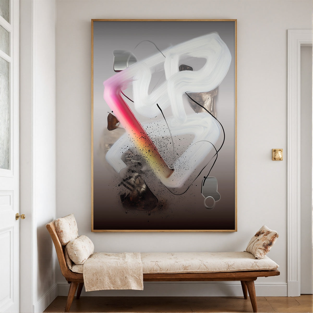 ETHEREAL DRIFT: Abstract Textured Oil Painting on Grey