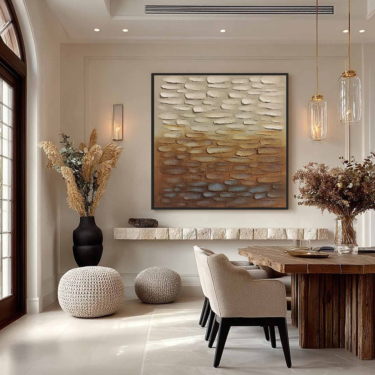 Earthen Strata: Textured Abstract Wabi Sabi Oil Painting on Canvas