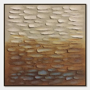 Earthen Strata: Textured Abstract Wabi Sabi Oil Painting on Canvas