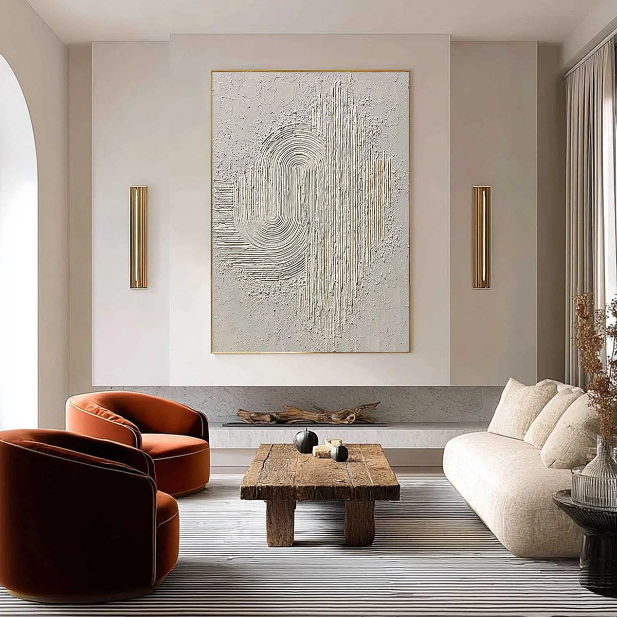 Echoes in Silence: Textured White Abstract Wabi Sabi Wall Art