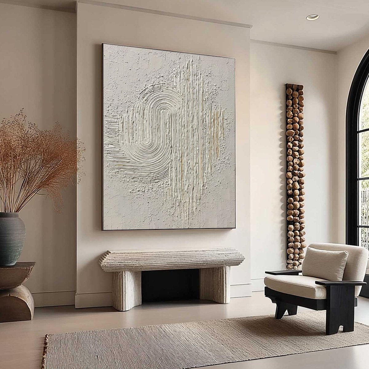 Echoes in Silence: Textured White Abstract Wabi Sabi Wall Art