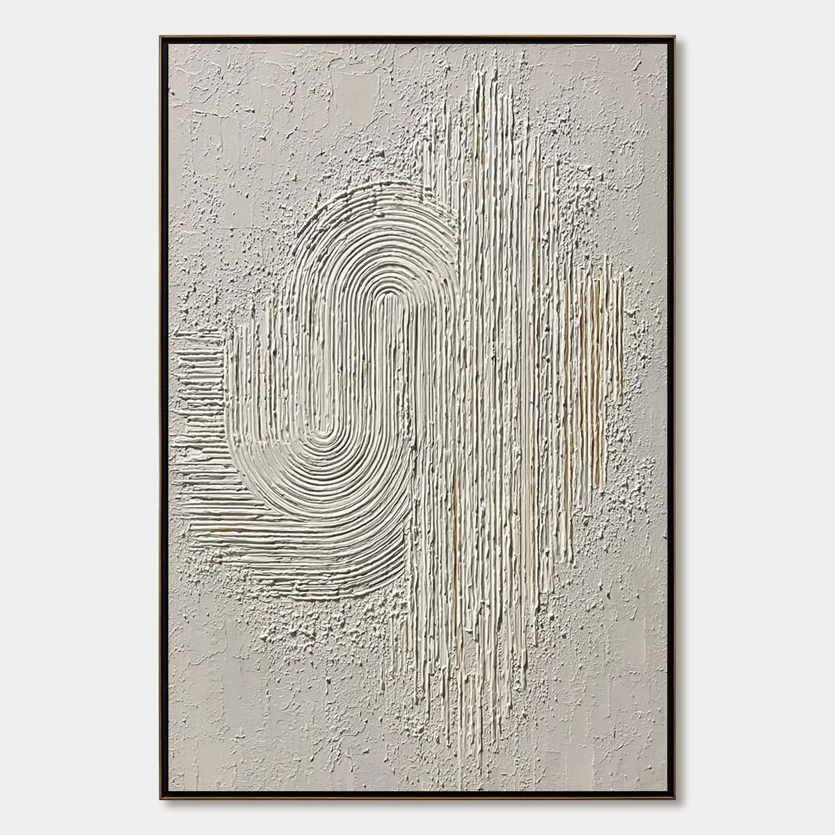 Echoes in Silence: Textured White Abstract Wabi Sabi Wall Art