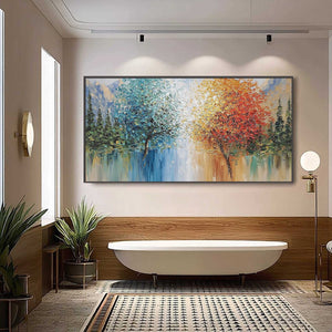 Equinox Textured Tree Landscape Oil Painting | Colorful Wall Art