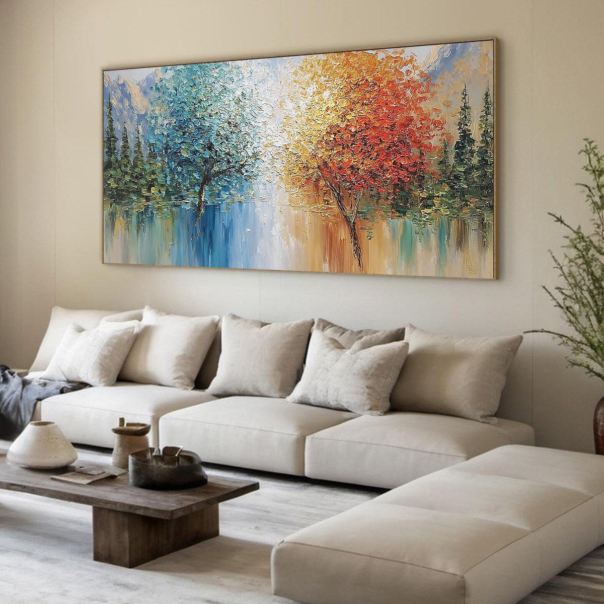 Equinox Textured Tree Landscape Oil Painting | Colorful Wall Art