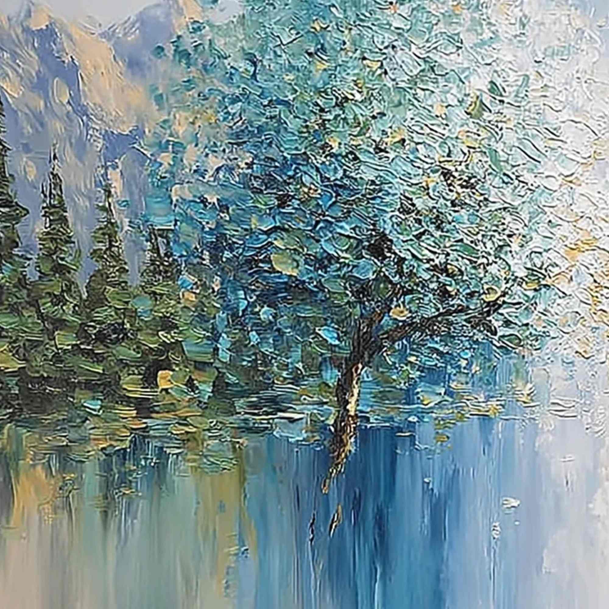 Equinox Textured Tree Landscape Oil Painting | Colorful Wall Art