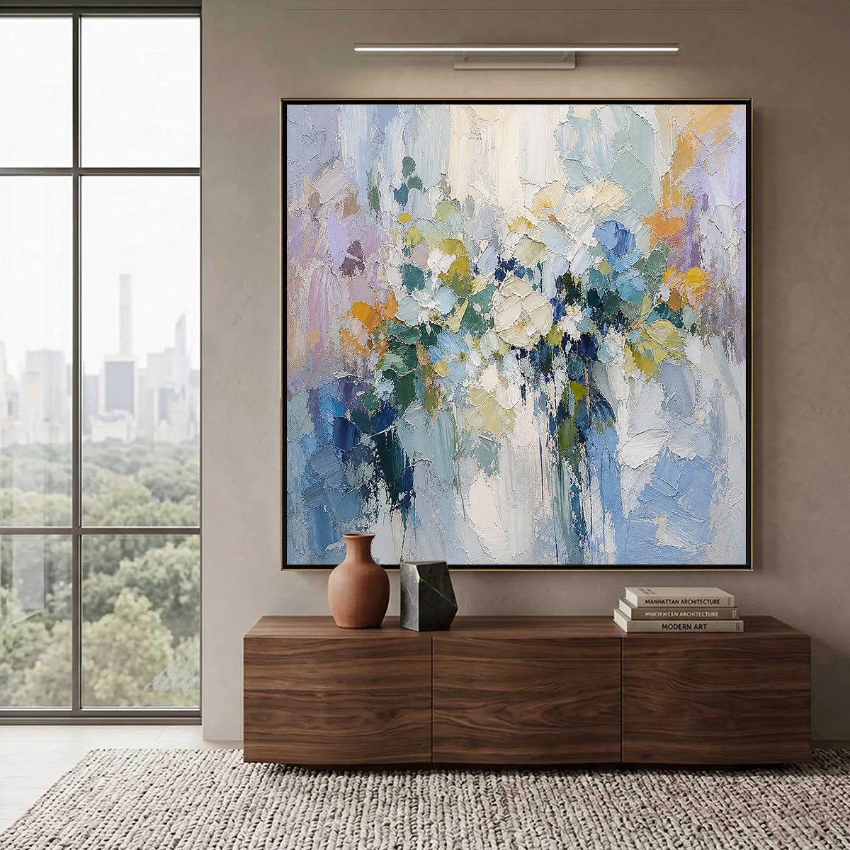 Ethereal Bloom Abstract Floral Textured Oil Painting for Walls