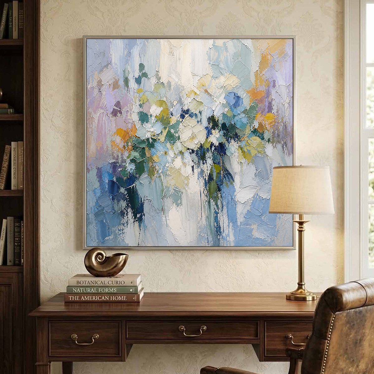 Ethereal Bloom Abstract Floral Textured Oil Painting for Walls