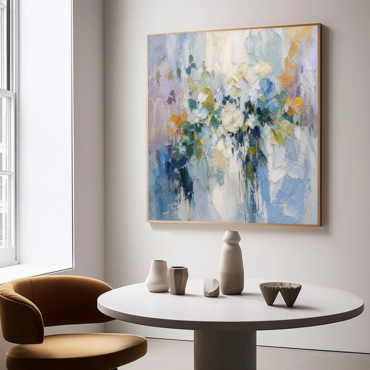 Ethereal Bloom Abstract Floral Textured Oil Painting for Walls