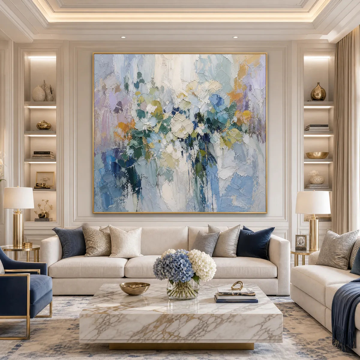 Ethereal Bloom Abstract Floral Textured Oil Painting for Walls