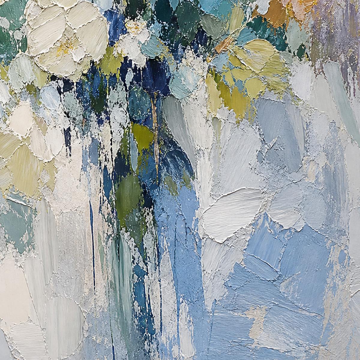 Ethereal Bloom Abstract Floral Textured Oil Painting for Walls