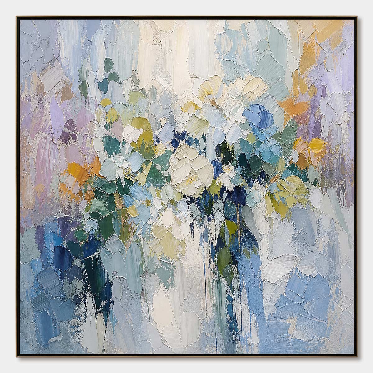 Ethereal Bloom Abstract Floral Textured Oil Painting for Walls