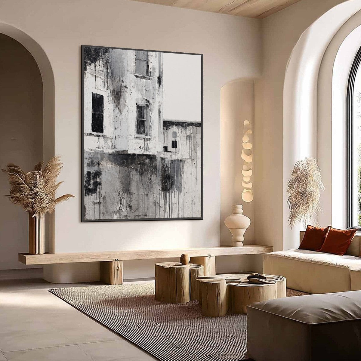 FADING FACADE: Monochromatic Abstract Architecture Painting