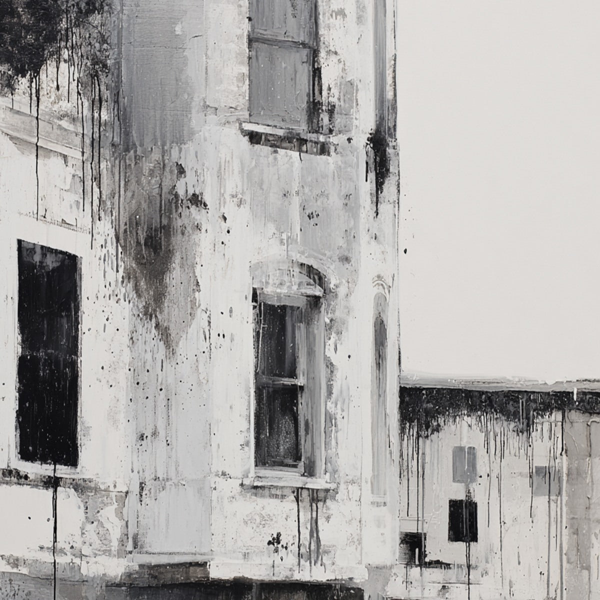 FADING FACADE: Monochromatic Abstract Architecture Painting