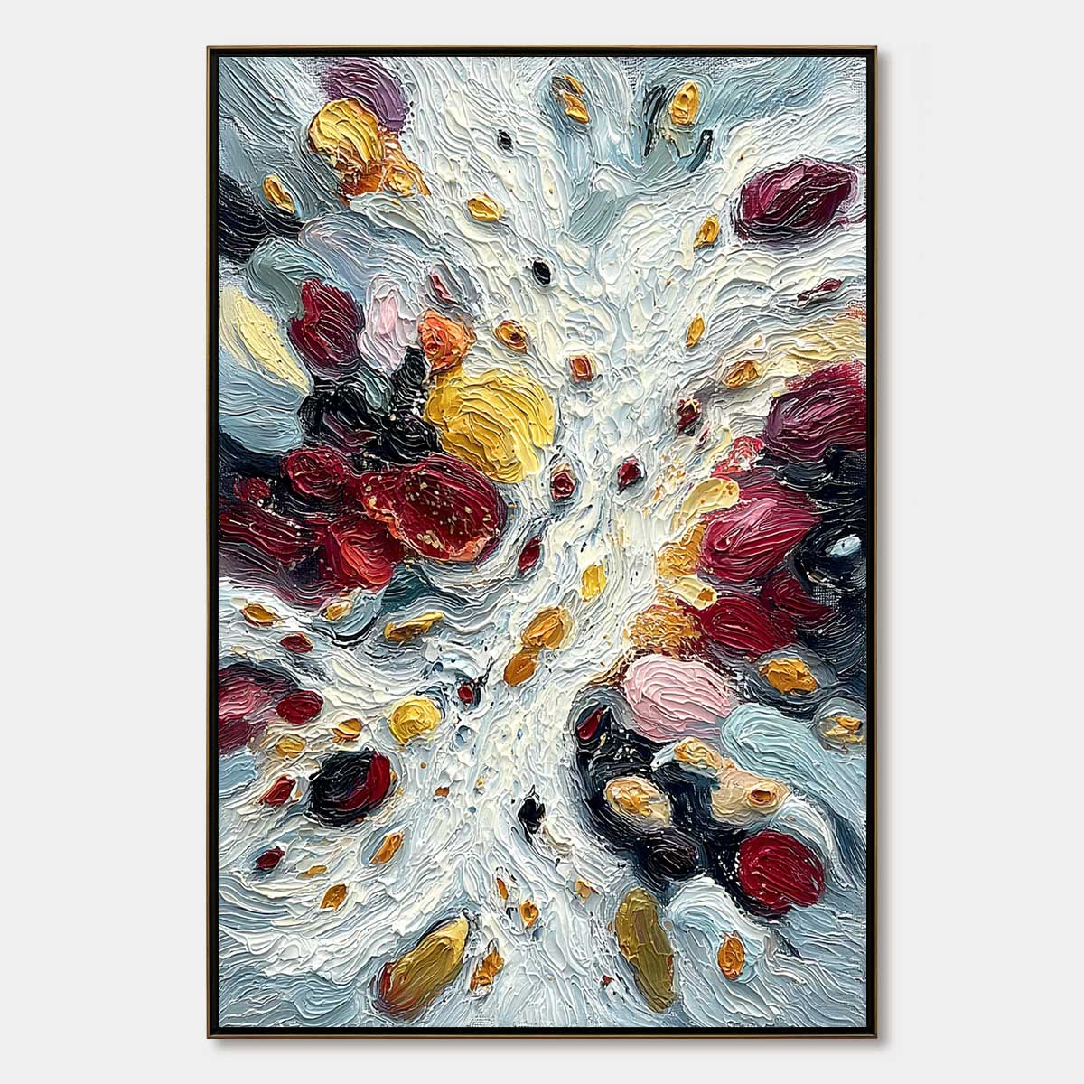 **FESTA DEI COLORI**: Vertical Colorful Impasto Abstract Textured Oil Painting