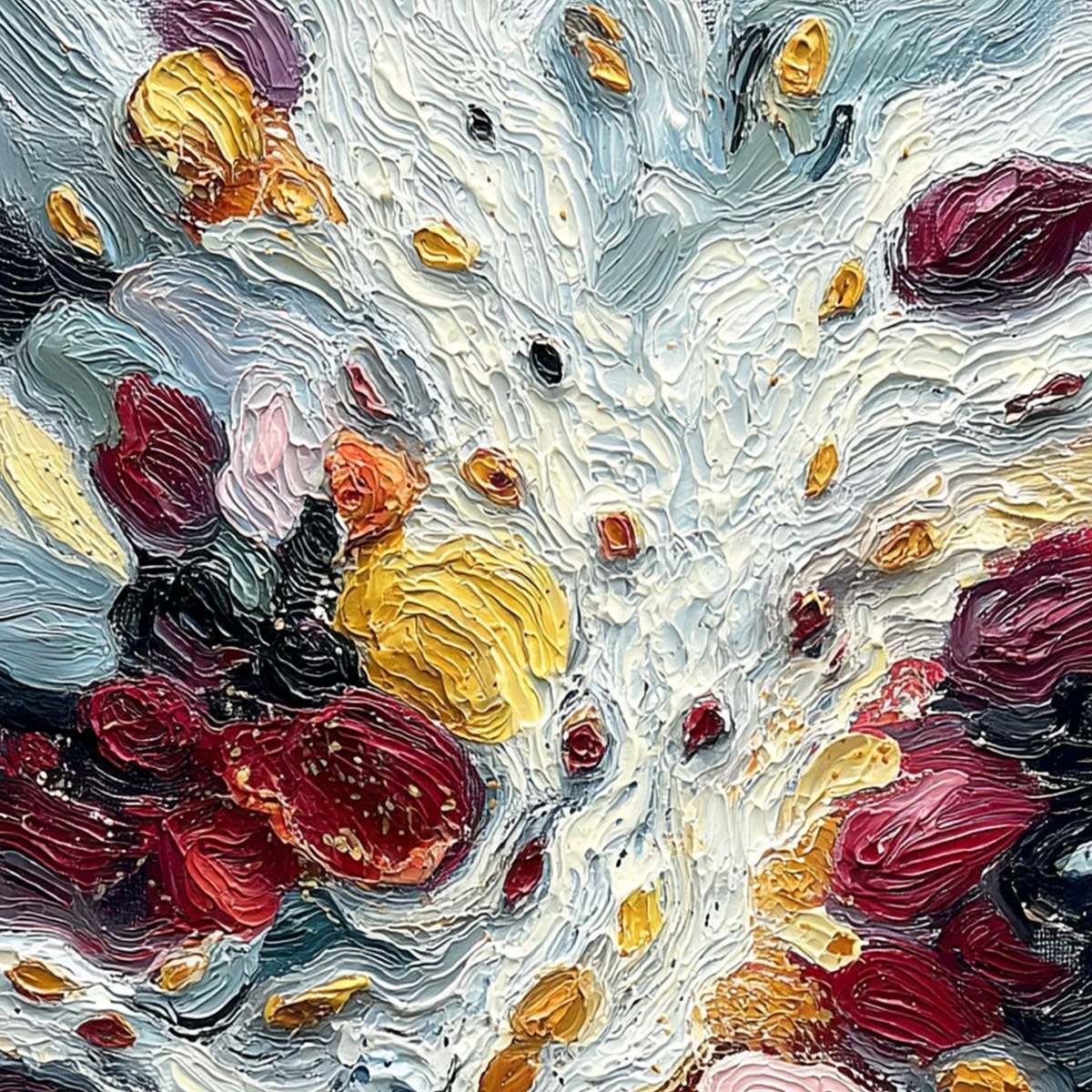 **FESTA DEI COLORI**: Vertical Colorful Impasto Abstract Textured Oil Painting