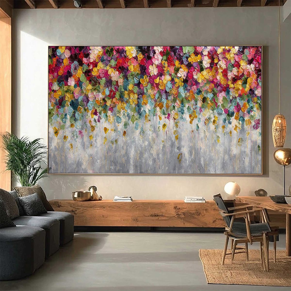 FESTIVAL: Colorful Abstract Floral Impasto Painting