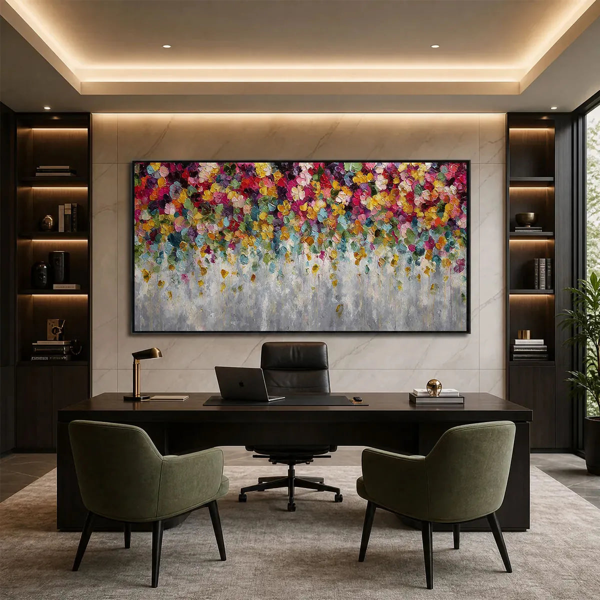 FESTIVAL: Colorful Abstract Floral Impasto Painting