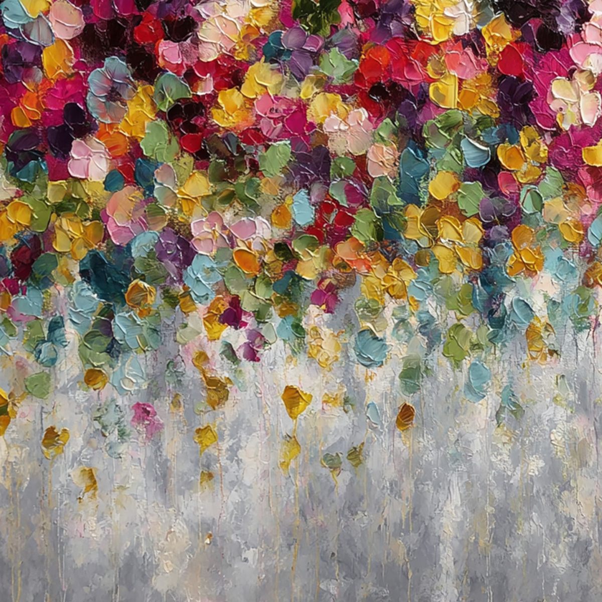 FESTIVAL: Colorful Abstract Floral Impasto Painting