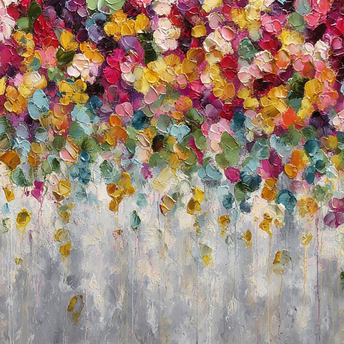 FESTIVAL: Colorful Abstract Floral Impasto Painting