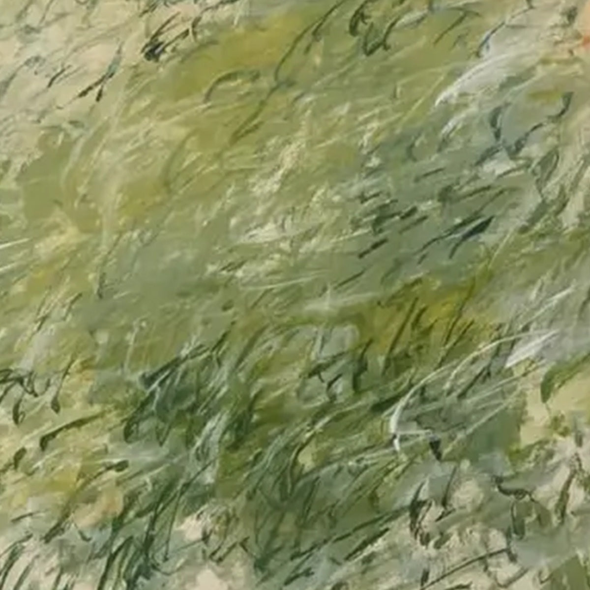 FIELD BREEZE: Minimalist Abstract Green Landscape Oil Painting