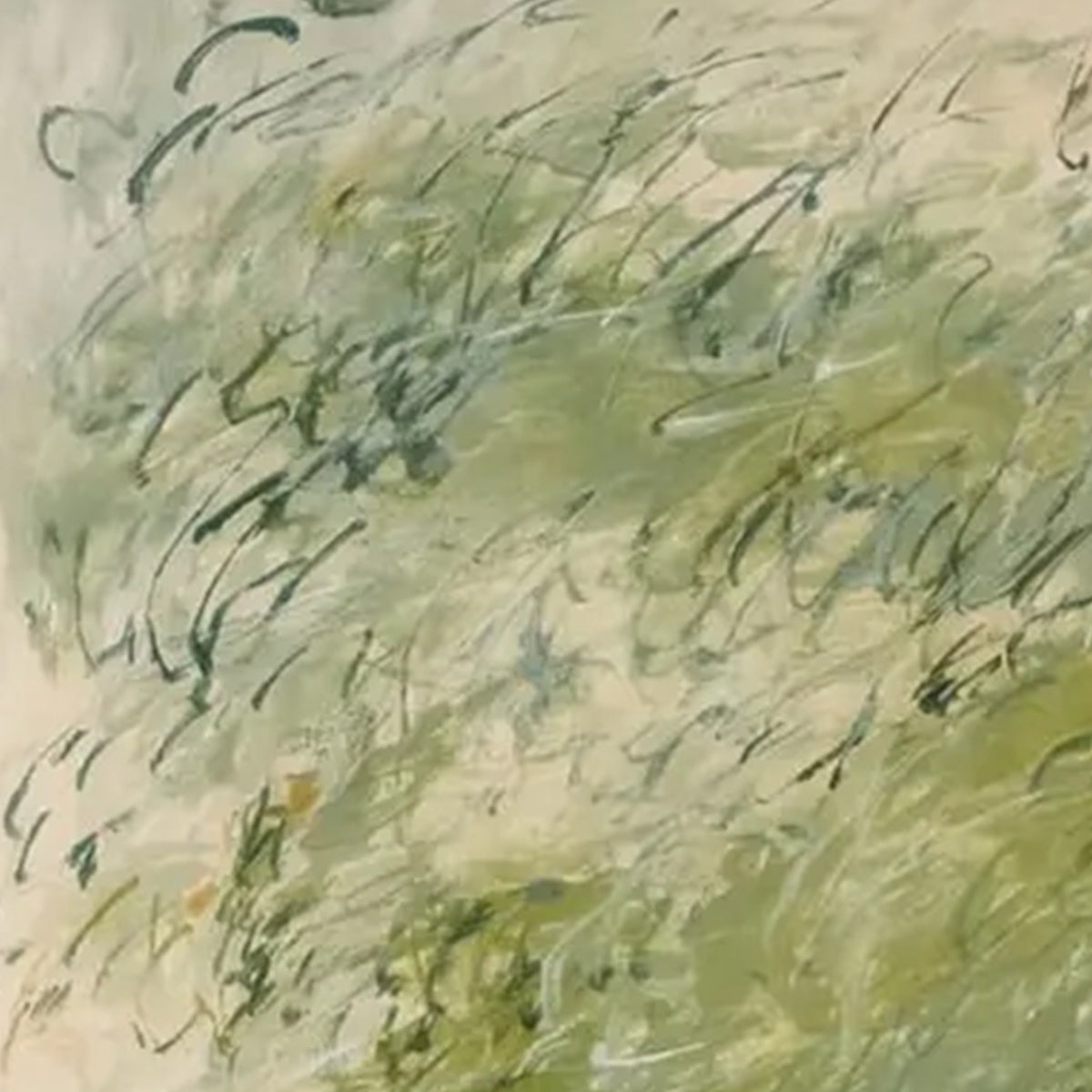FIELD BREEZE: Minimalist Abstract Green Landscape Oil Painting