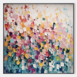Field of Dreams: Square Abstract Impasto Painting | Textured Wall Art | Colorful | Living Room & Bedroom