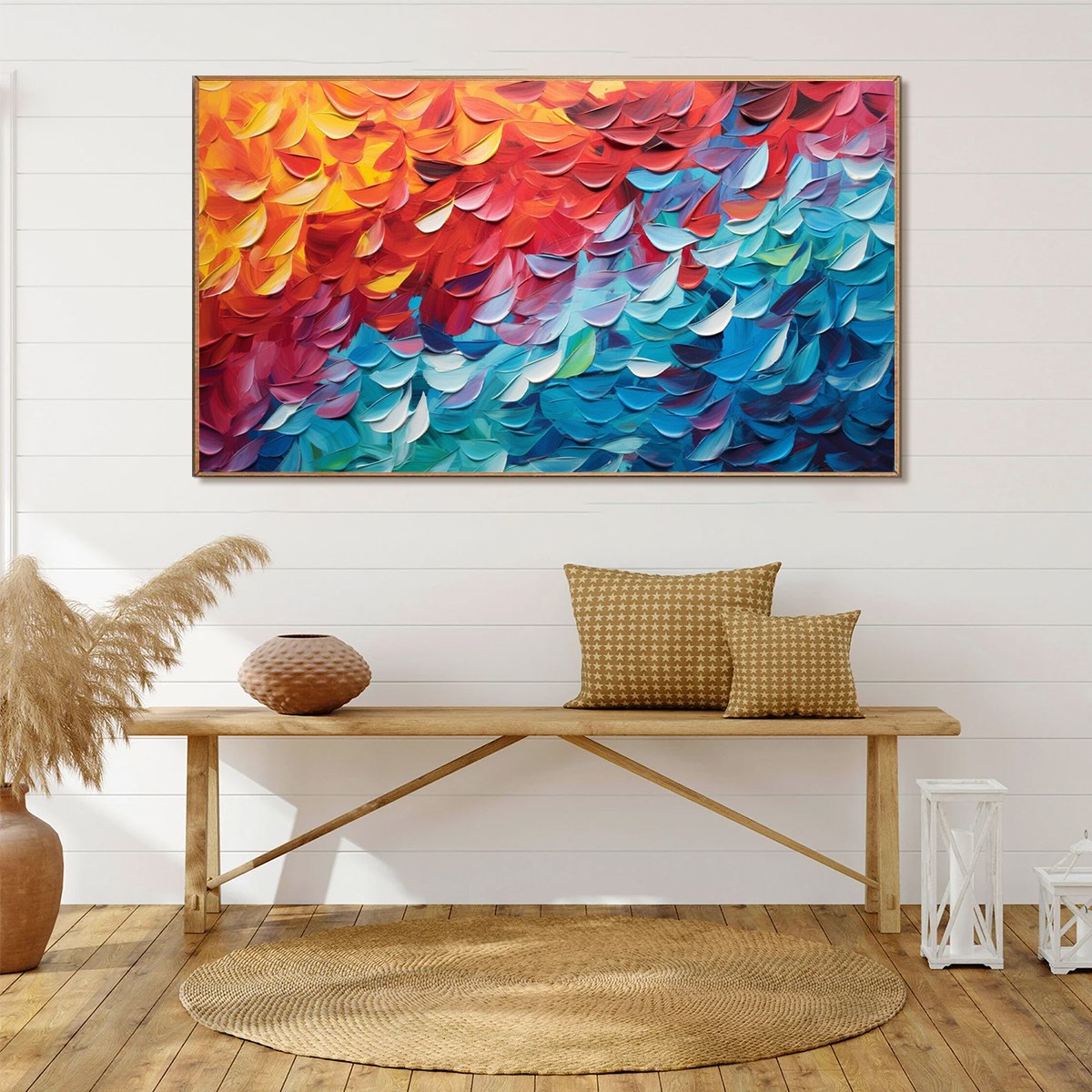 FIERY DANCE: Textured Abstract Oil Painting
