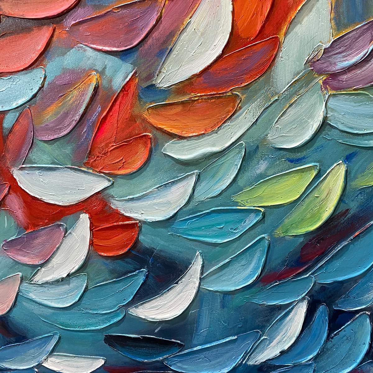 FIERY DANCE: Textured Abstract Oil Painting