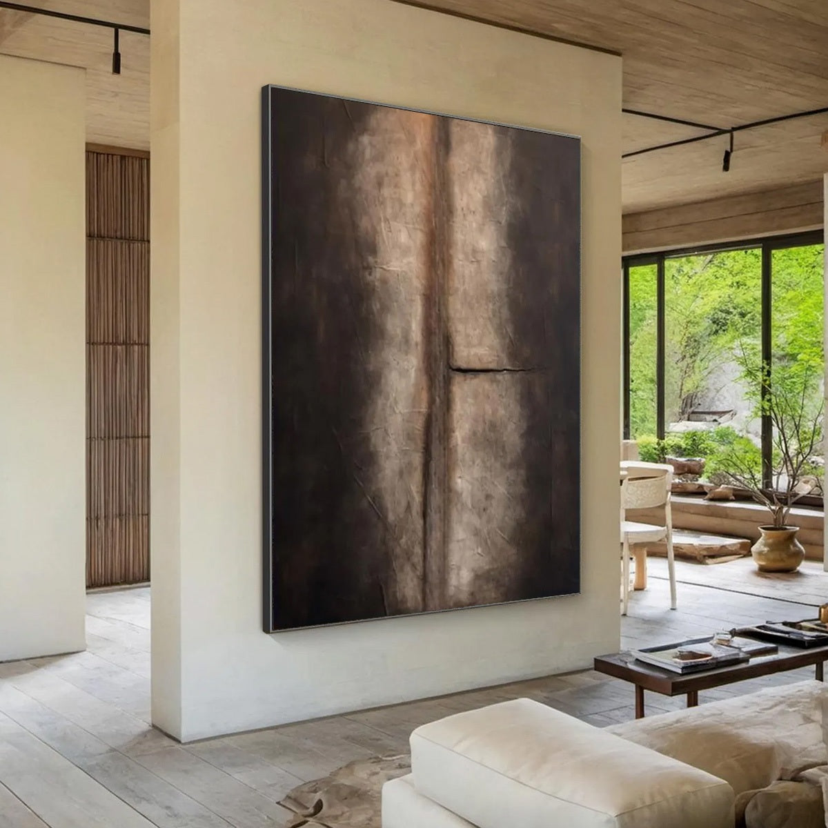 FISSURE: Large Textured Wabi Sabi Abstract Painting in Earth Tones