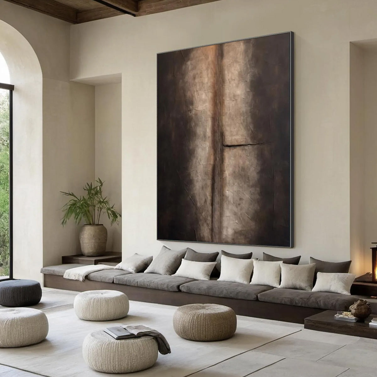 FISSURE: Large Textured Wabi Sabi Abstract Painting in Earth Tones