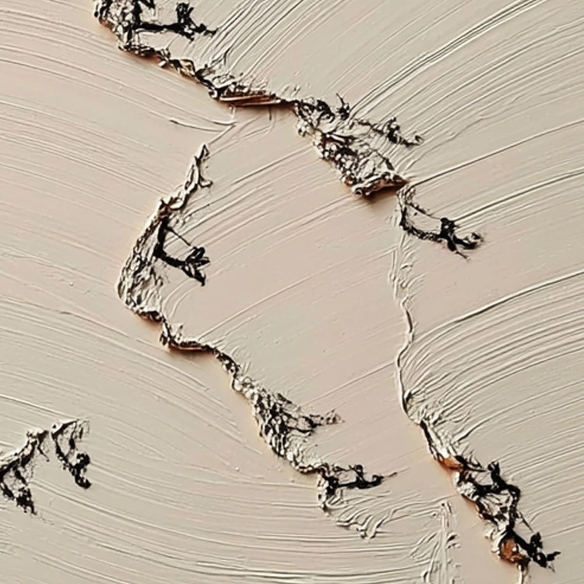 Fissure: Wabi Sabi textured abstract wall art, handmade original beige painting.