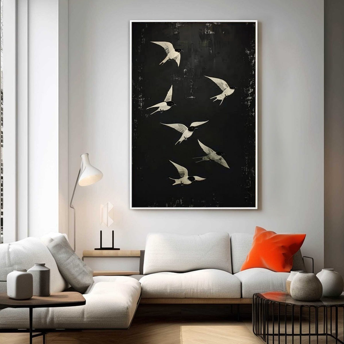 FLIGHT: Minimalist Birds in Flight Oil Painting