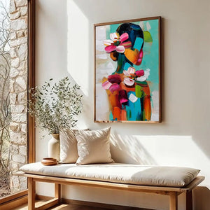 FLORAL ASCENSION: Colorful Abstract Floral Portrait Impasto Oil Painting