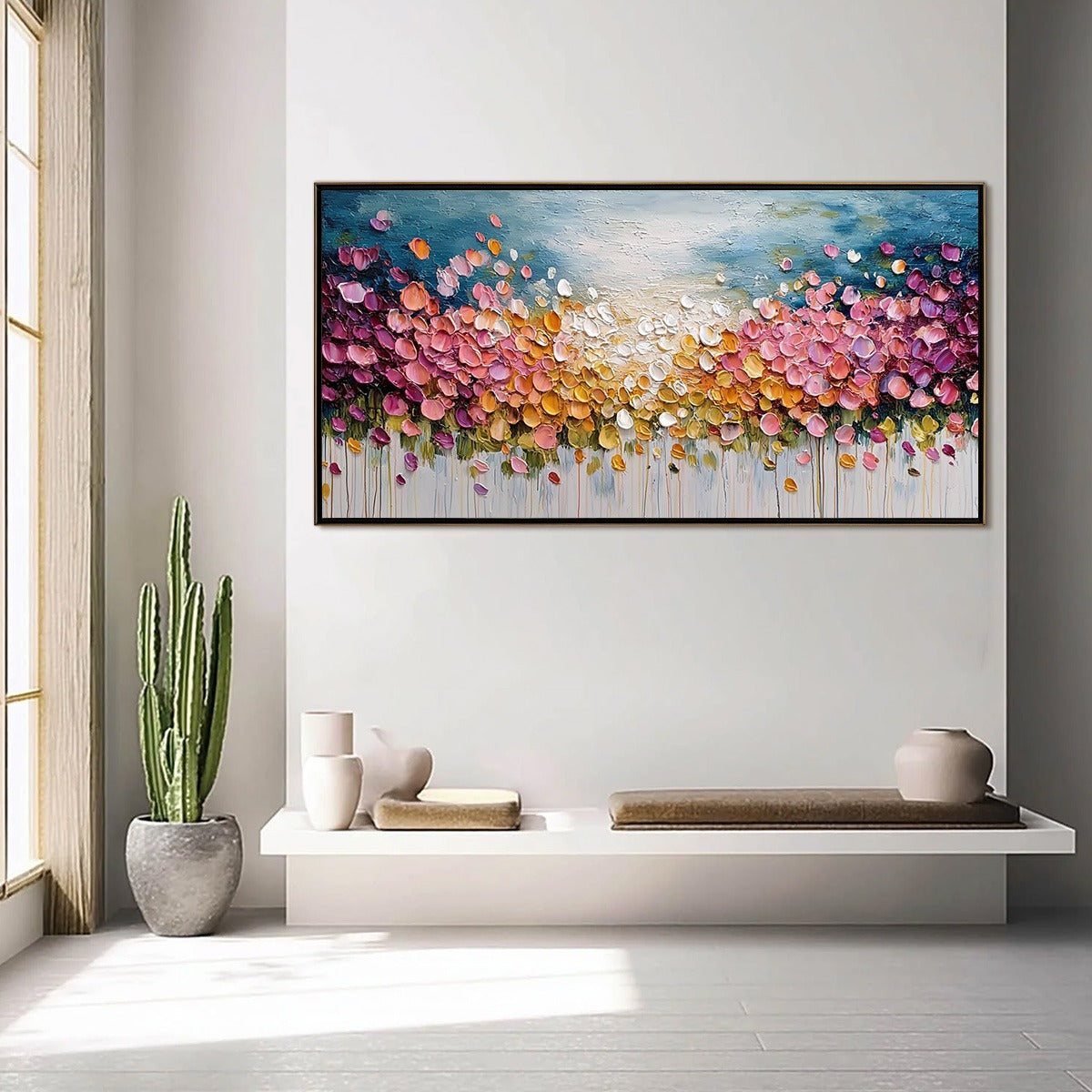 FLORAL CONFETTI: Vibrant Textured Palette Knife Floral Landscape Painting