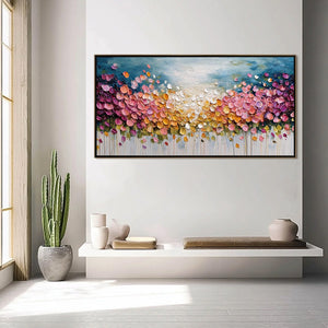 FLORAL CONFETTI: Vibrant Textured Palette Knife Floral Landscape Painting
