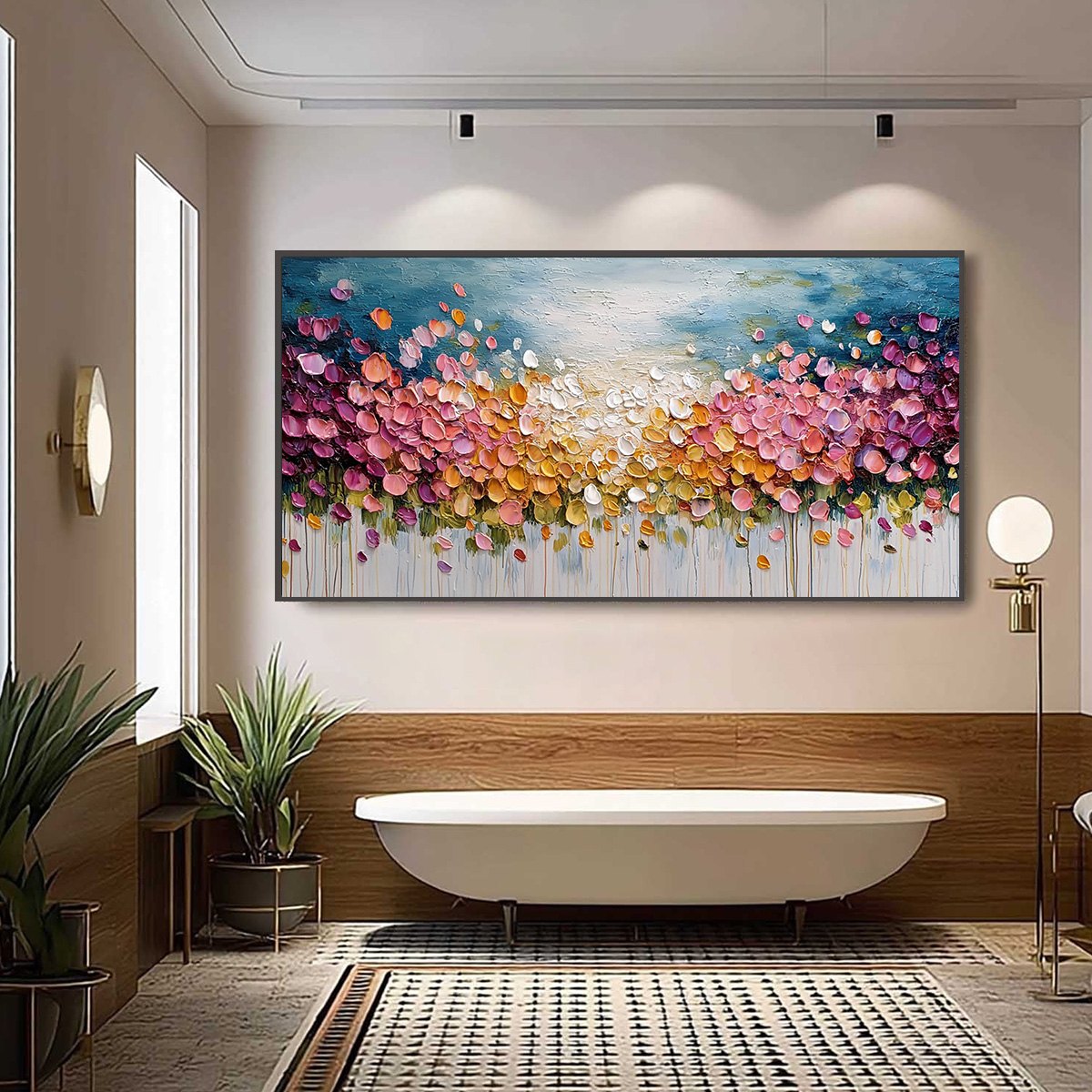 FLORAL CONFETTI: Vibrant Textured Palette Knife Floral Landscape Painting